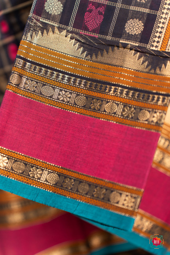Blue-1000-Butta-Grand-Kanchi-Cotton-Saree-With-Zari-Mohini-2-The-Indian-Motif