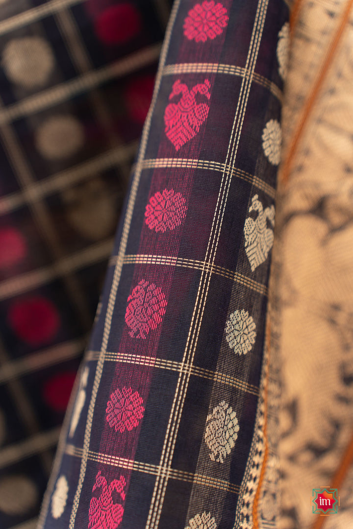 Blue-1000-Butta-Grand-Kanchi-Cotton-Saree-With-Zari-Mohini-4-The-Indian-Motif