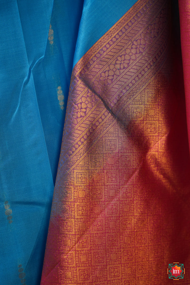 Blue-doubleshade-With-Pink-Kanjivaram-Handloom-Saree-Ananya-6-The-Indian-Motif