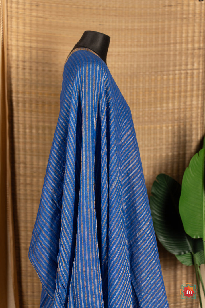 Blue-Handwoven-Linen-With-Zari-Saree-Sea-Breeze-3-The-Indian-Motif