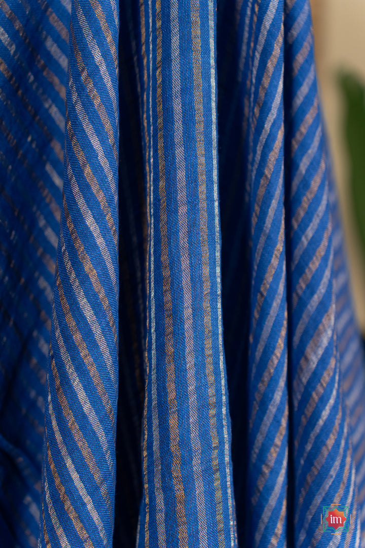 Blue-Handwoven-Linen-With-Zari-Saree-Sea-Breeze-6-The-Indian-Motif