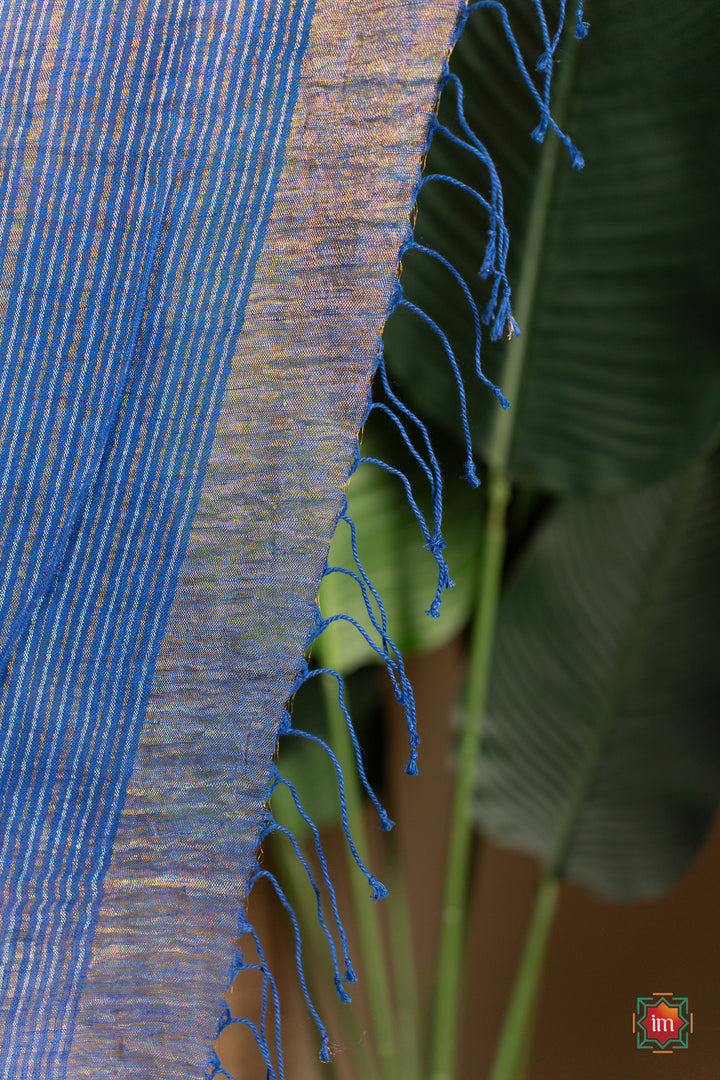 Blue-Handwoven-Linen-With-Zari-Saree-Sea-Breeze-8-The-Indian-Motif