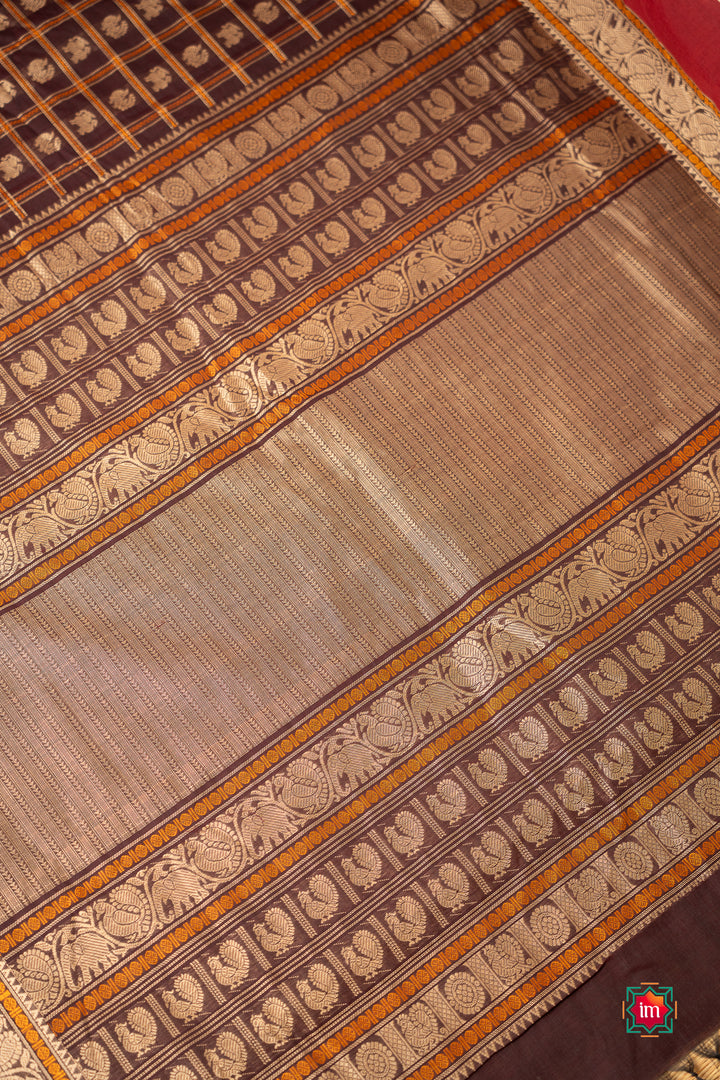 Brown-With-Red-1000-Butta-Cotton-Saree-Bhoomi-3-The-Indian-Motif