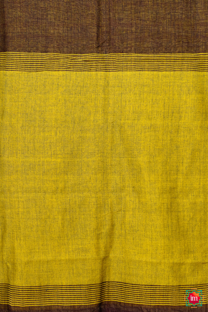 Brown-Linen-With-Tissue-Zari-Saree-Dhriti-4-The-Indian-Motif