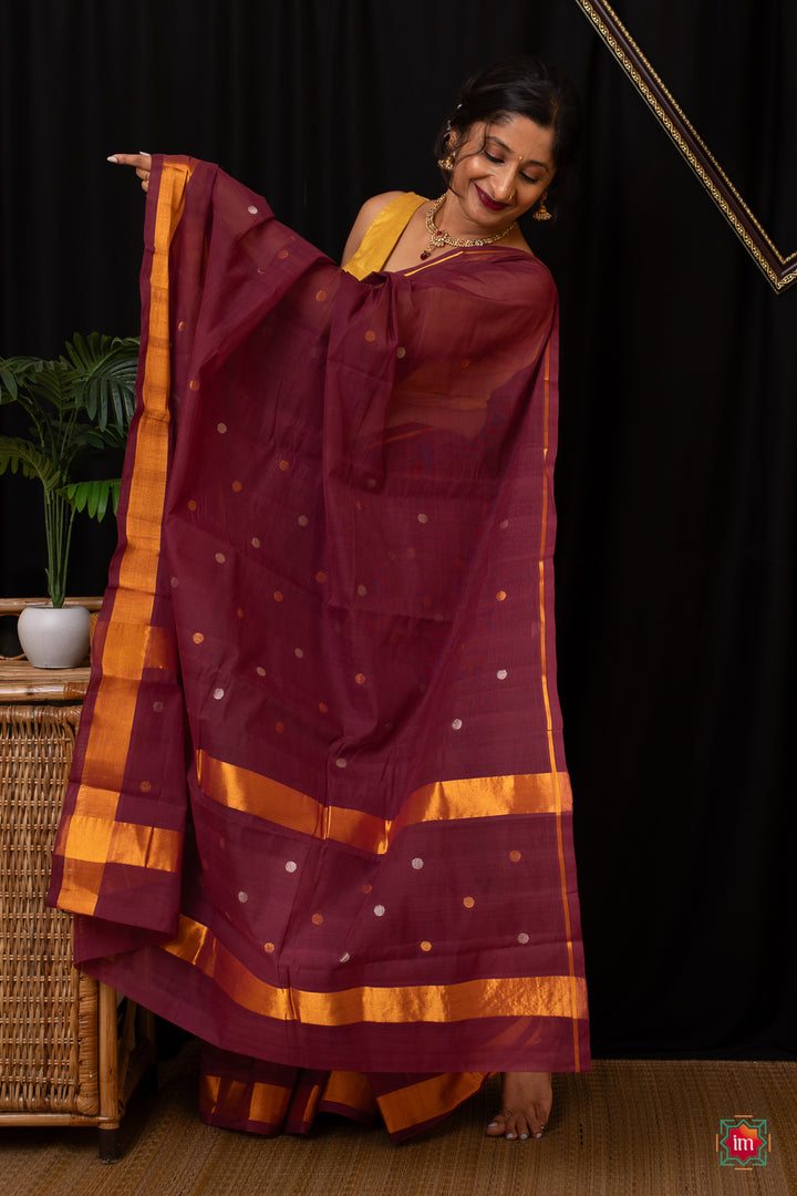 Brown Venkatgiri Cotton Saree Bhoomija-7-The Indian Motif