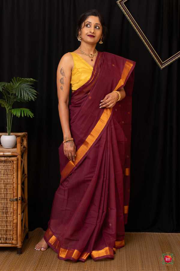 Brown Venkatgiri Cotton Saree Bhoomija-The Indian Motif