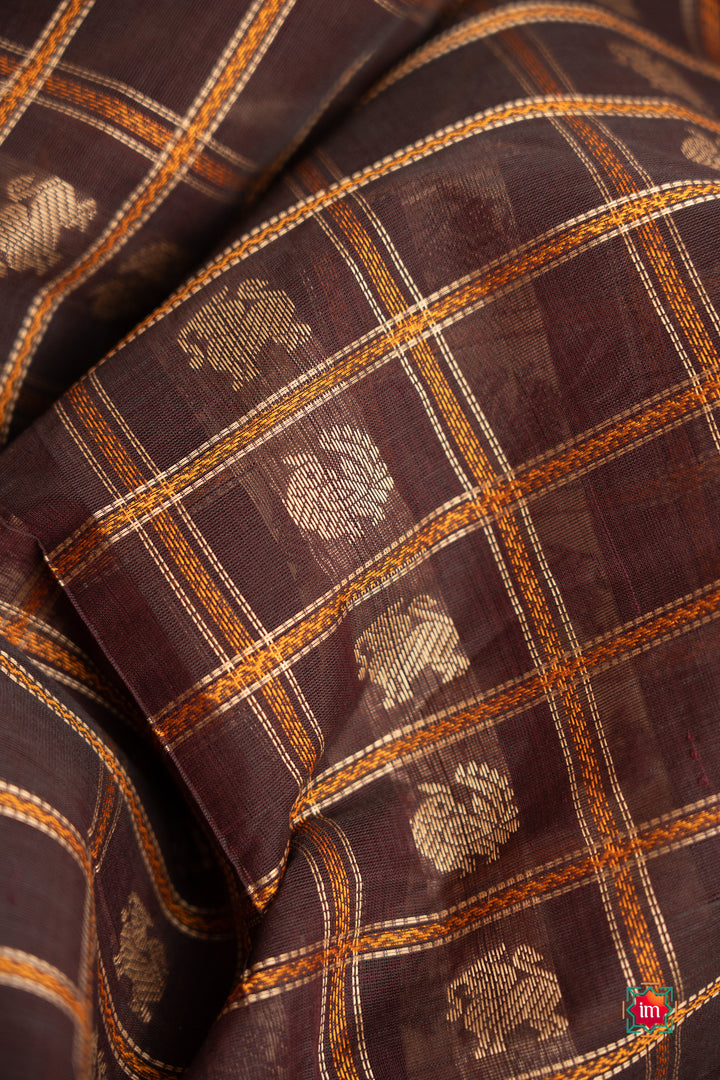 Brown-With-Red-1000-Butta-Cotton-Saree-Bhoomi-5-The-Indian-Motif