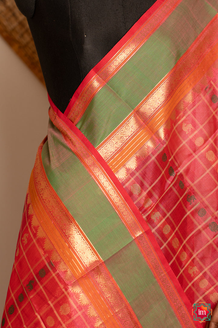 Candy-Pink-Handloom-1000-Butta-Kanchi-Cotton-Dupatta-Mitthai-1-The-Indian-Motif