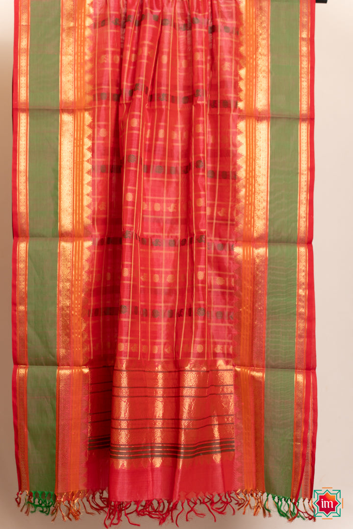 Candy-Pink-Handloom-1000-Butta-Kanchi-Cotton-Dupatta-Mitthai-5-The-Indian-Motif