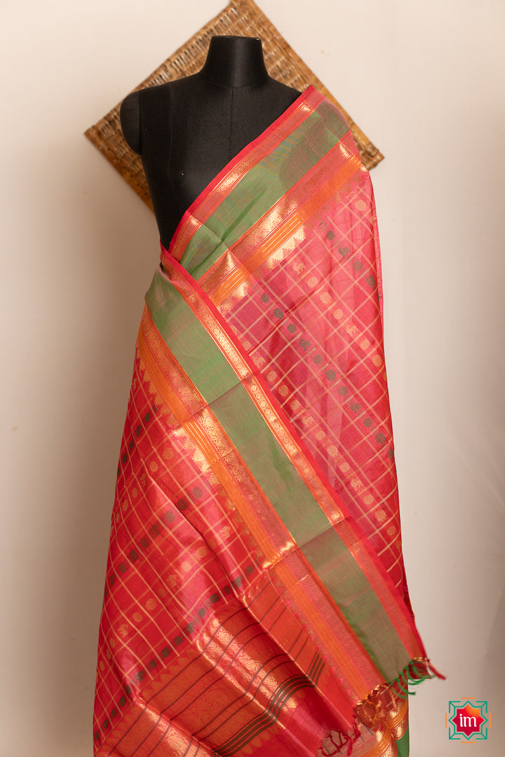 Candy-Pink-Handloom-1000-Butta-Kanchi-Cotton-Dupatta-Mitthai-The-Indian-Motif