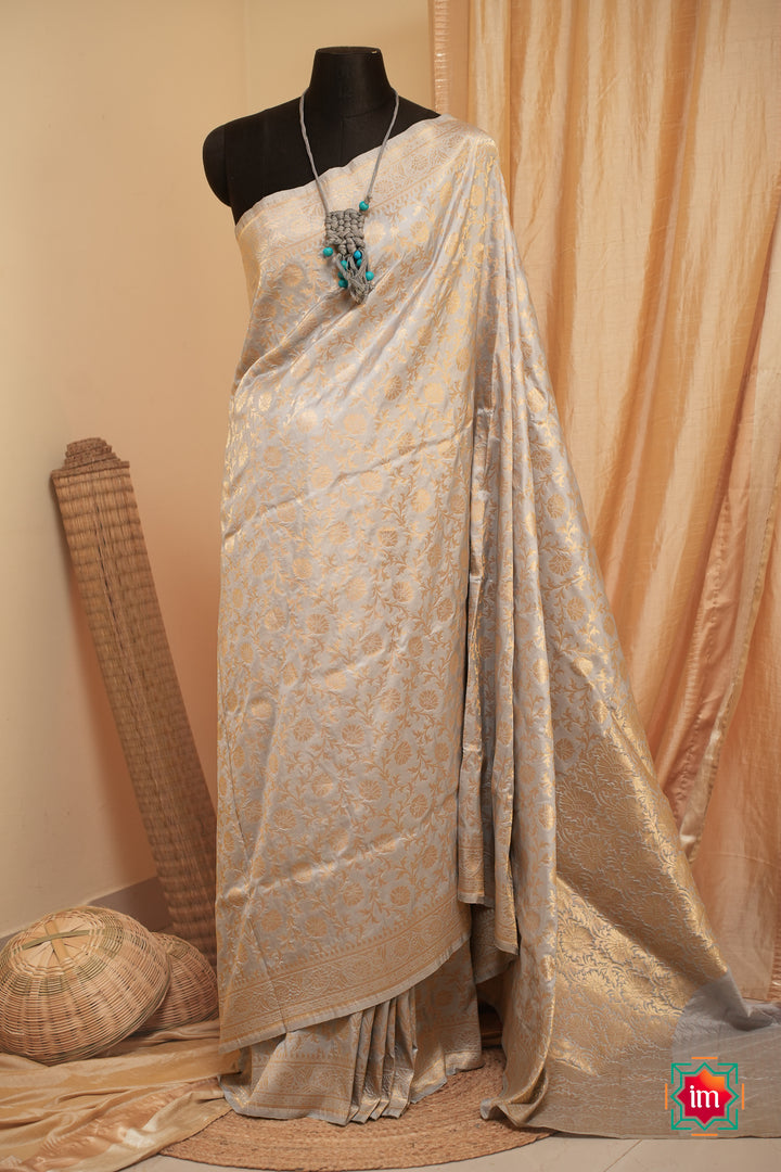 Cloud-Grey-Banaras-Silk-Saree-Aasman-The-Indian-Motif