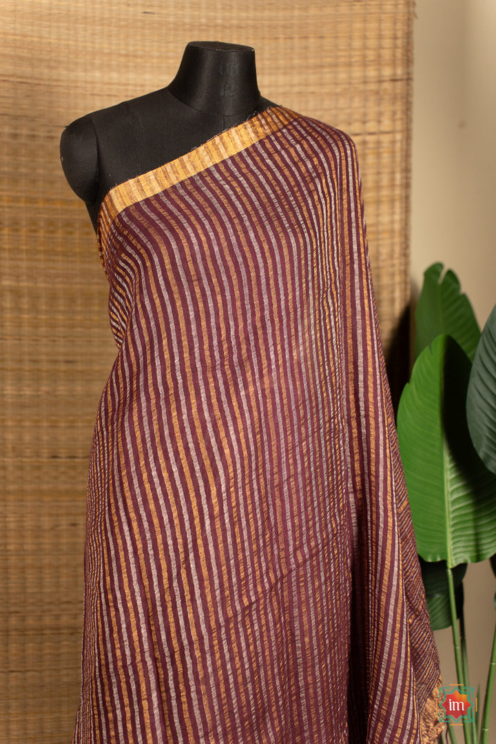 Coca-brown-Purple-shot-Handwoven-Linen-With-Zari-Saree-Cocoa-charm-1-The-Indian-Motif