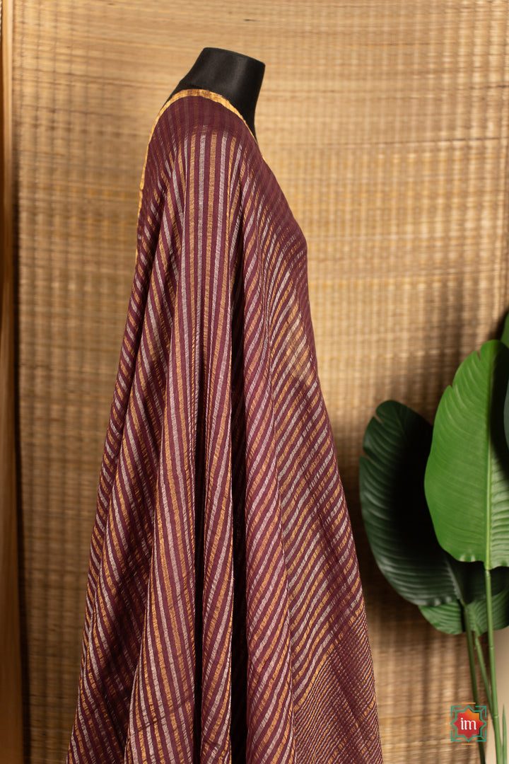 Coca-brown-Purple-shot-Handwoven-Linen-With-Zari-Saree-Cocoa-charm-The-Indian-Motif