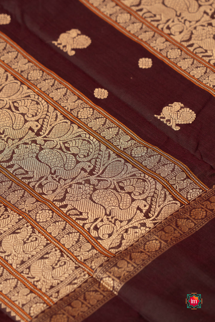Cocoa-Brown-Shot-1000-Butta-Cotton-Saree-Mazhai-Bhoomi-3-The-Indian-Motif