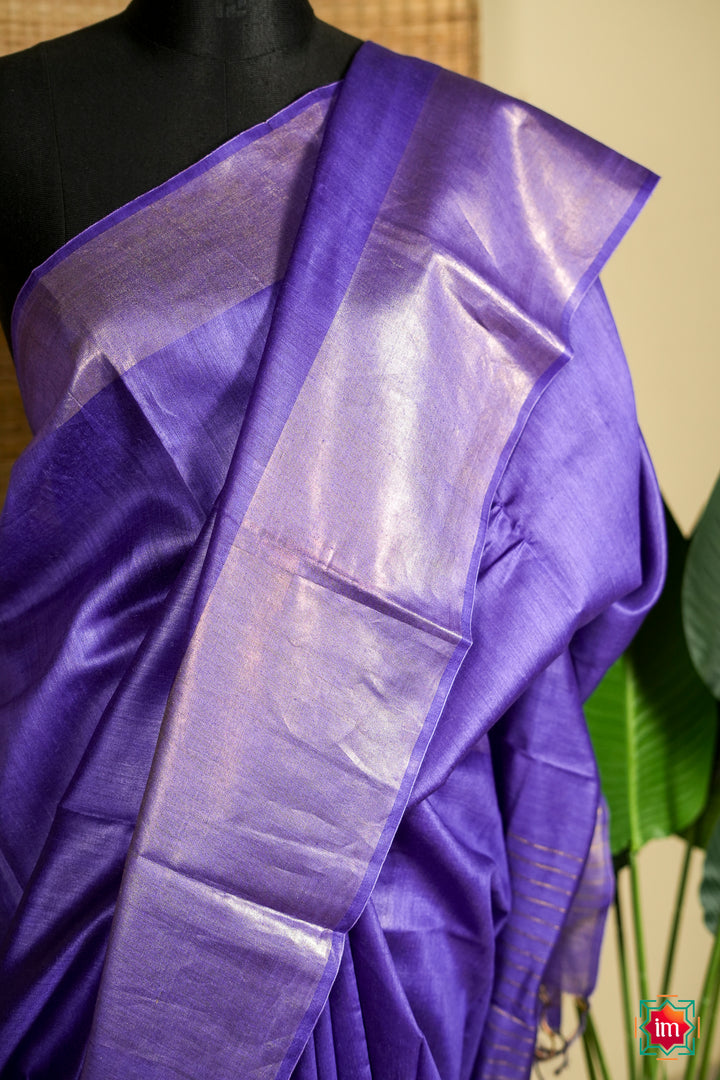 Deep-Purple-Bhagalpur-Tussar-Handwoven-Silk-Saree-2-The-Indian-Motif