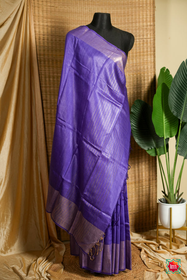 Deep-Purple-Bhagalpur-Tussar-Handwoven-Silk-Saree-The-Indian-Motif