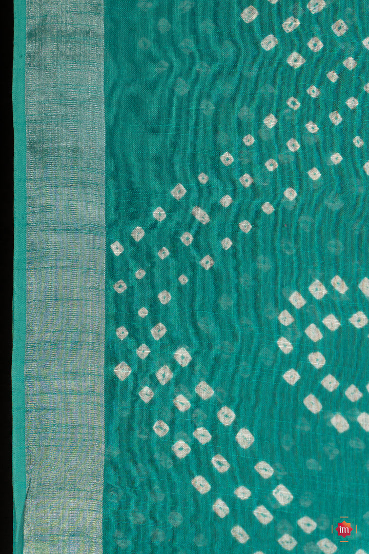 Green-Bandhini-Slub-Cotton-Saree-3-The-Indian-Motif