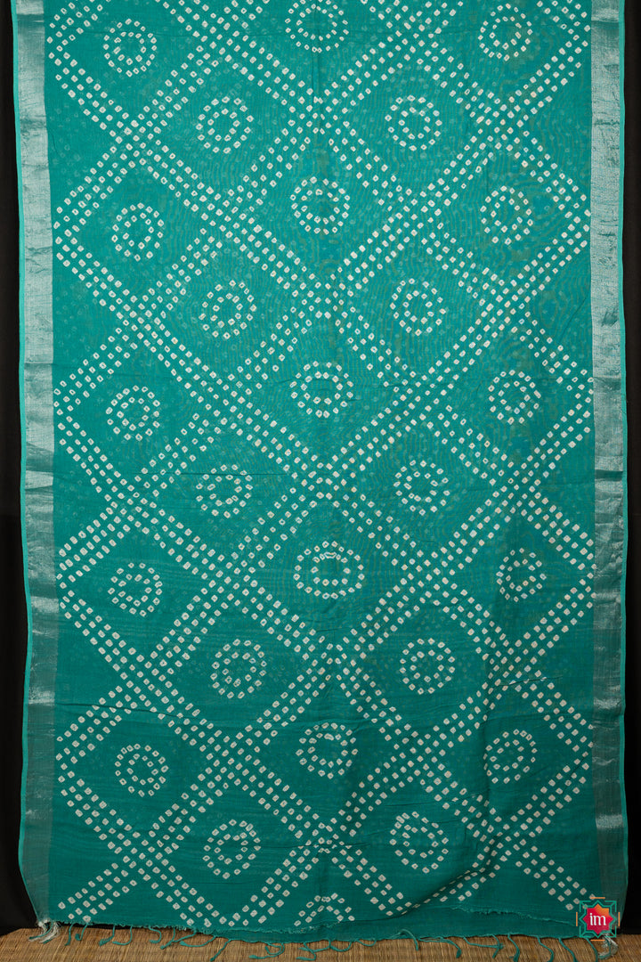 Green-Bandhini-Slub-Cotton-Saree-4-The-Indian-Motif