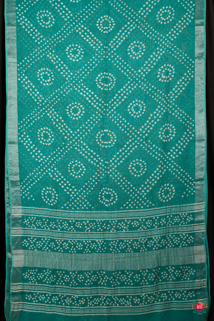 Green-Bandhini-Slub-Cotton-Saree-The-Indian-Motif