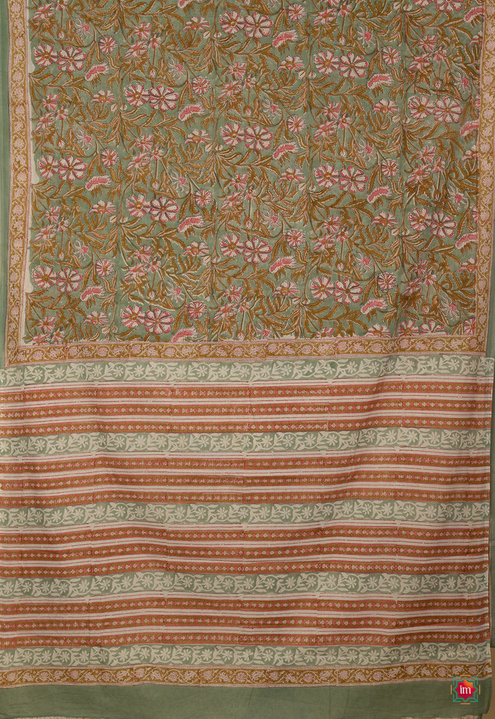 Green-Floral-Bagru-Handblock-Printed-Mul-Cotton-Saree-Meeta-The-Indian-Motif
