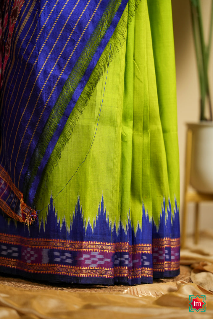 Green-Ganga-jamuna-Odisha-Ikkat-Silk-Khandua-Saree-Deepanjali-1-The-Indian-Motif