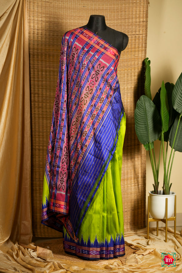 Green-Ganga-jamuna-Odisha-Ikkat-Silk-Khandua-Saree-Deepanjali-The-Indian-Motif