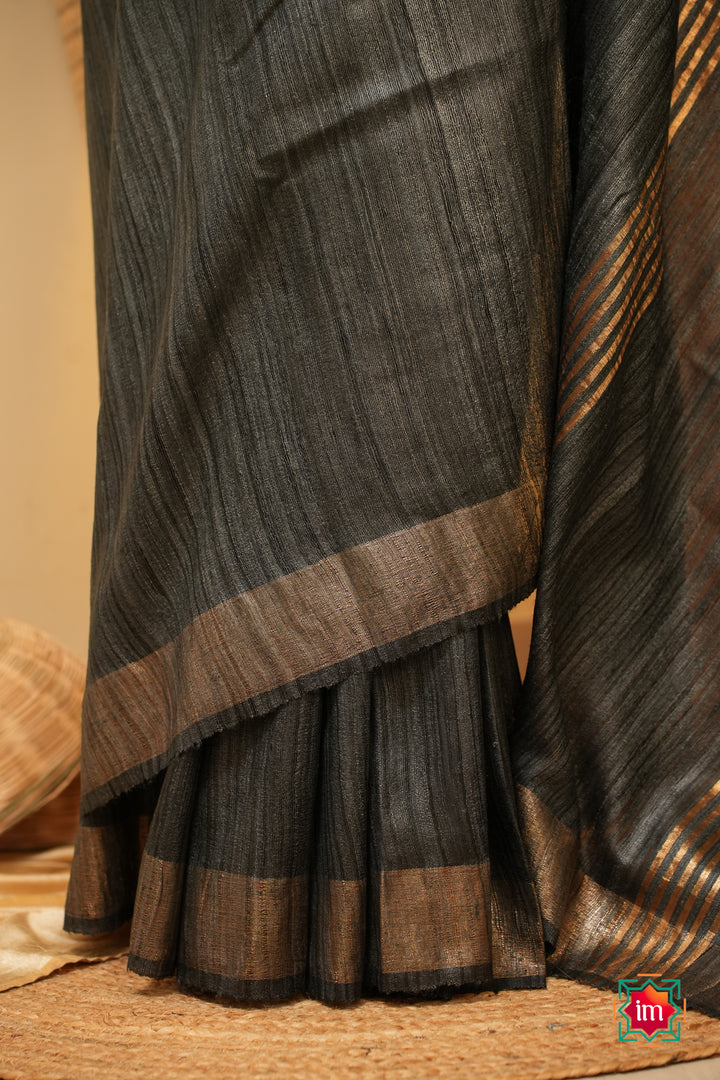 Grey-Black-Bhagalpur-Tussar-Handwoven-Silk-Saree-4-The-Indian-Motif