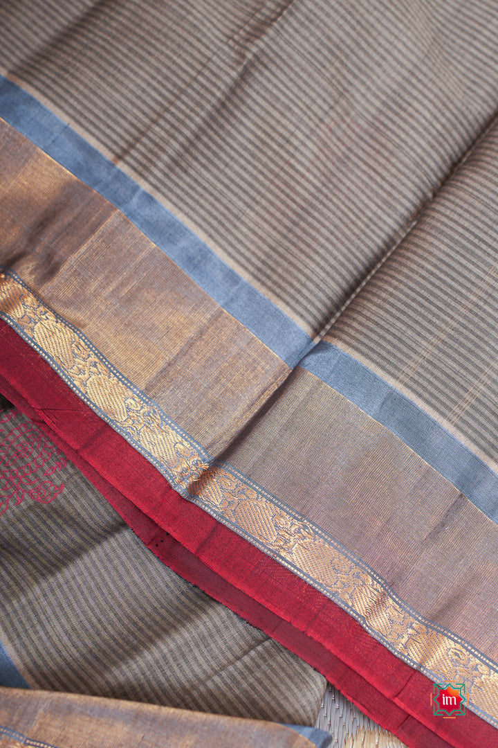 Grey Handloom Gadwal Silk Cotton Jugalbandhi Saree Gajaa-4-The Indian Motif