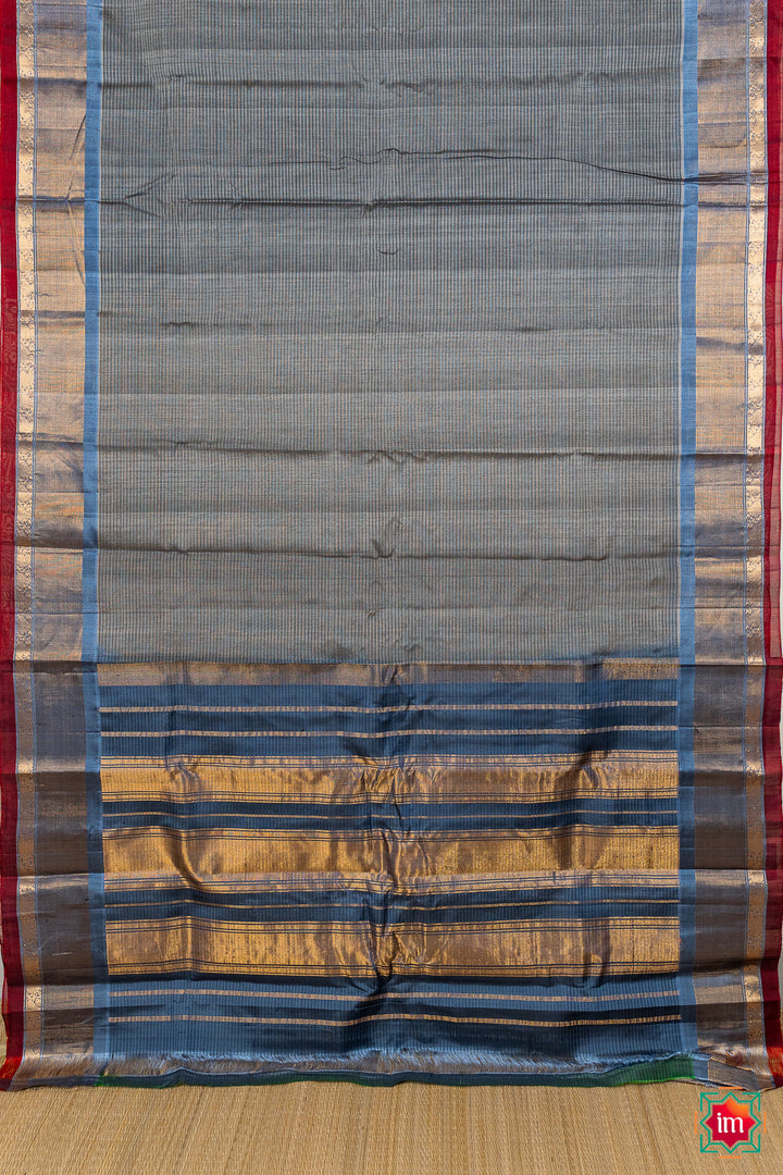 Grey Handloom Gadwal Silk Cotton Jugalbandhi Saree Gajaa-6-The Indian Motif