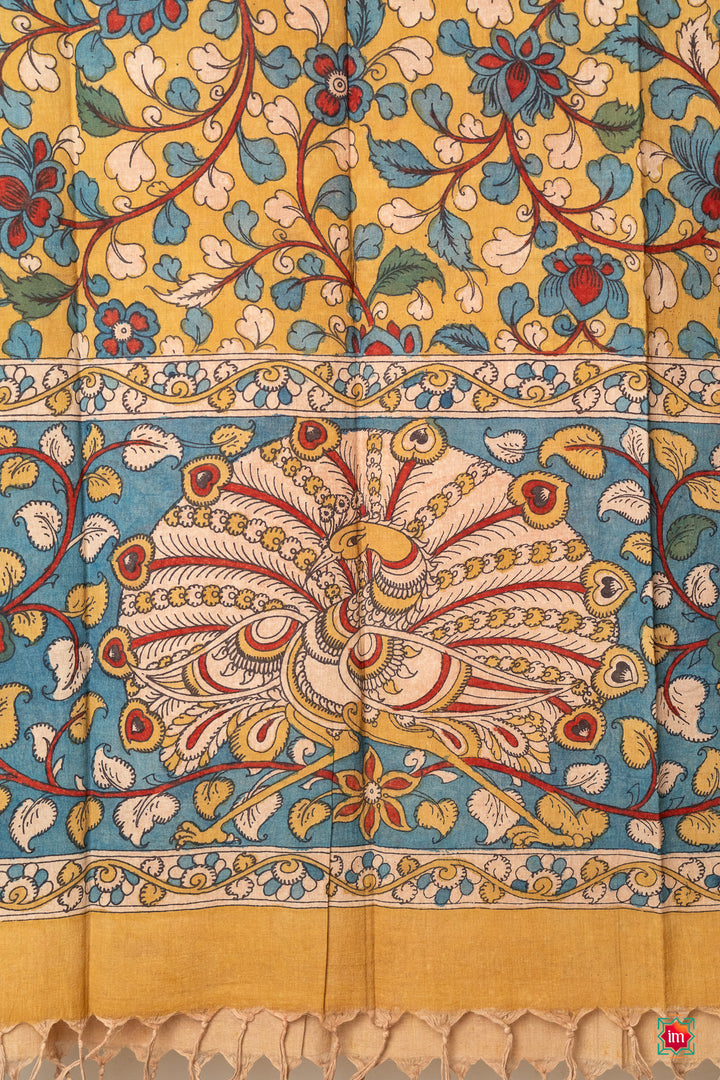 Handpainted-Cotton-Kalamkari-Dupatta-Apsara-1-The-Indian-Motif