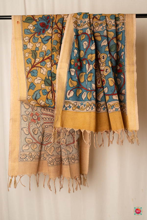 Handpainted-Cotton-Kalamkari-Dupatta-Apsara-The-Indian-Motif