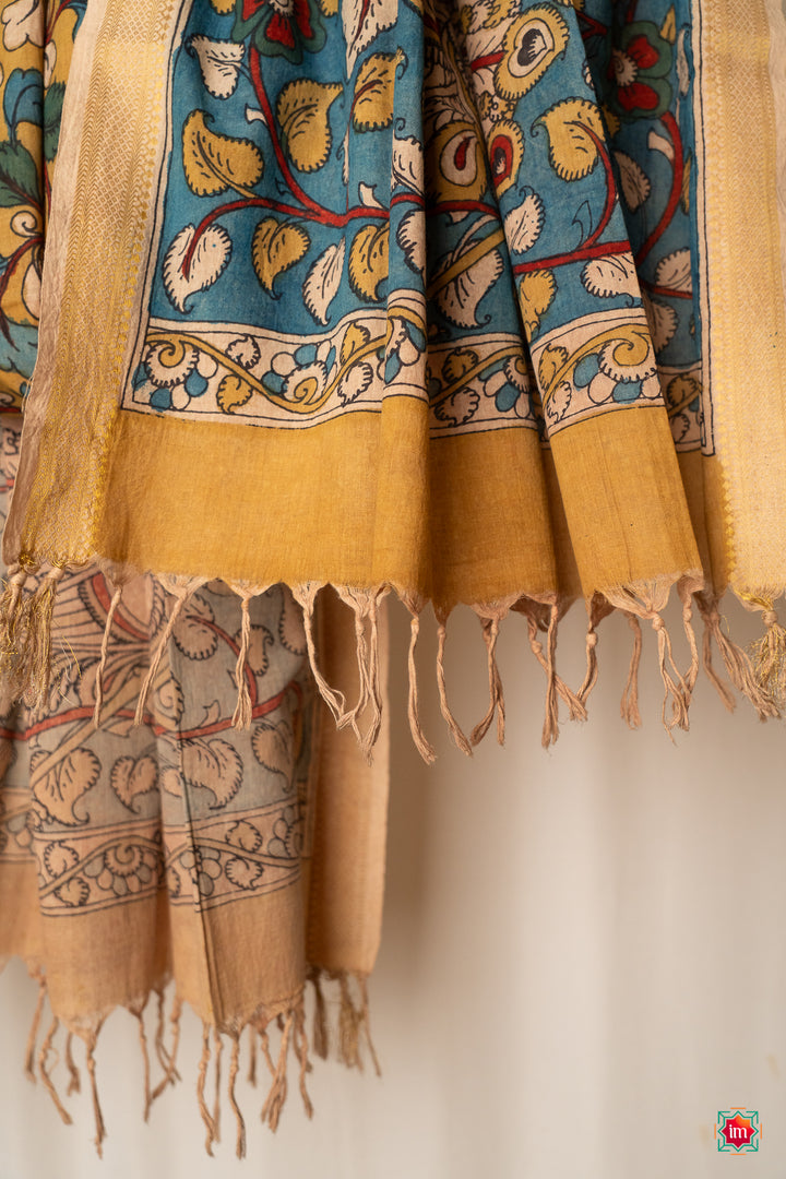 Handpainted-Cotton-Kalamkari-Dupatta-Apsara-3-The-Indian-Motif
