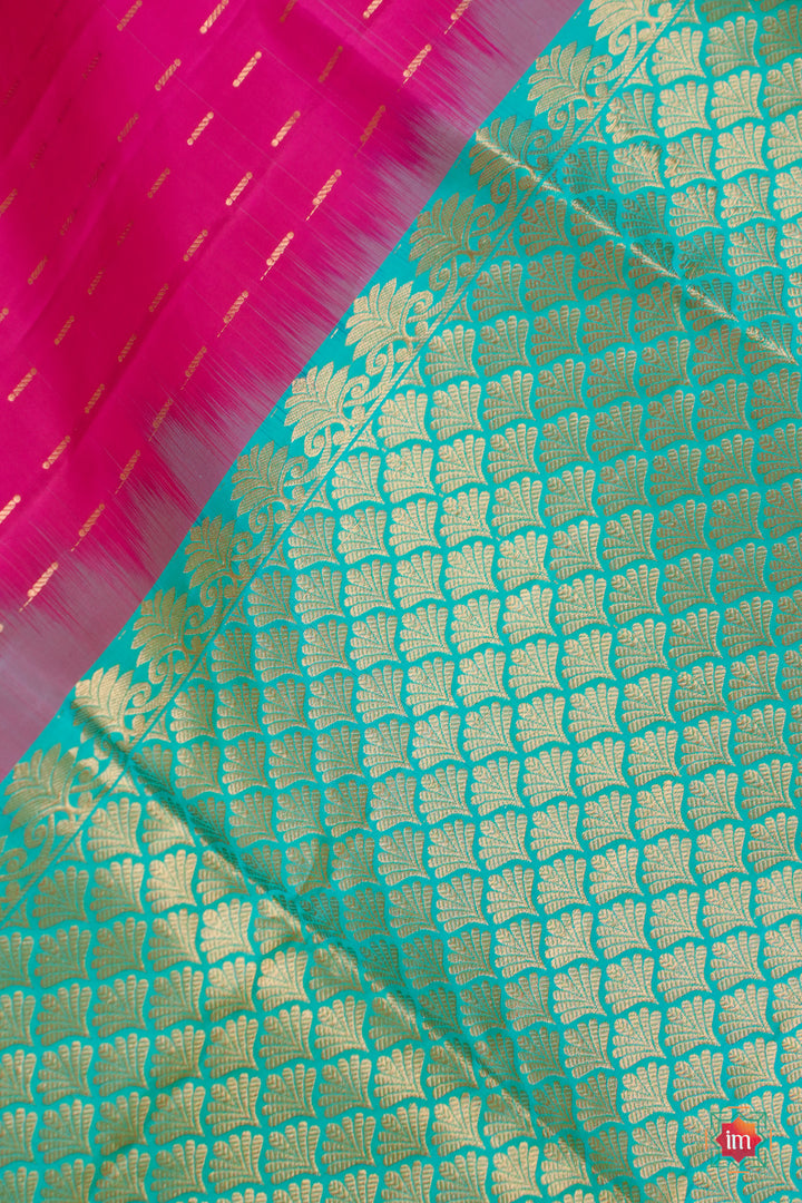 Hot-Pink-With-Blue-Kanjivaram-Soft-silk-Handloom-Saree-Malar-4-The-Indian-Motif
