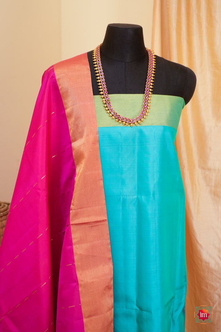 Hot-Pink-With-Blue-Kanjivaram-Soft-silk-Handloom-Saree-Malar-8-The-Indian-Motif