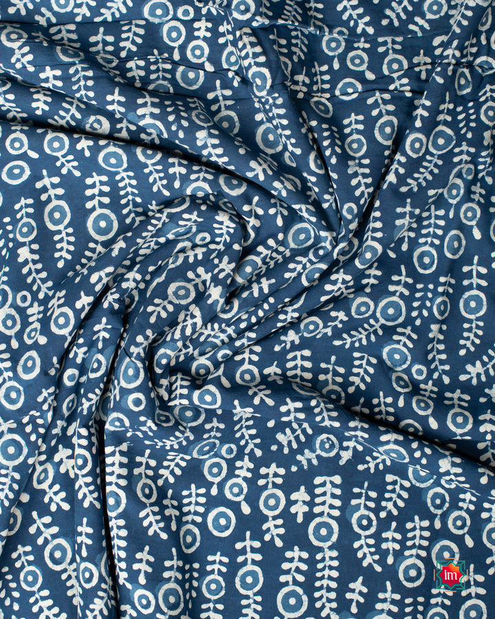 Indigo-Floral-Bagru-Handblock-Printed-Fabric-1-The-Indian-Motif