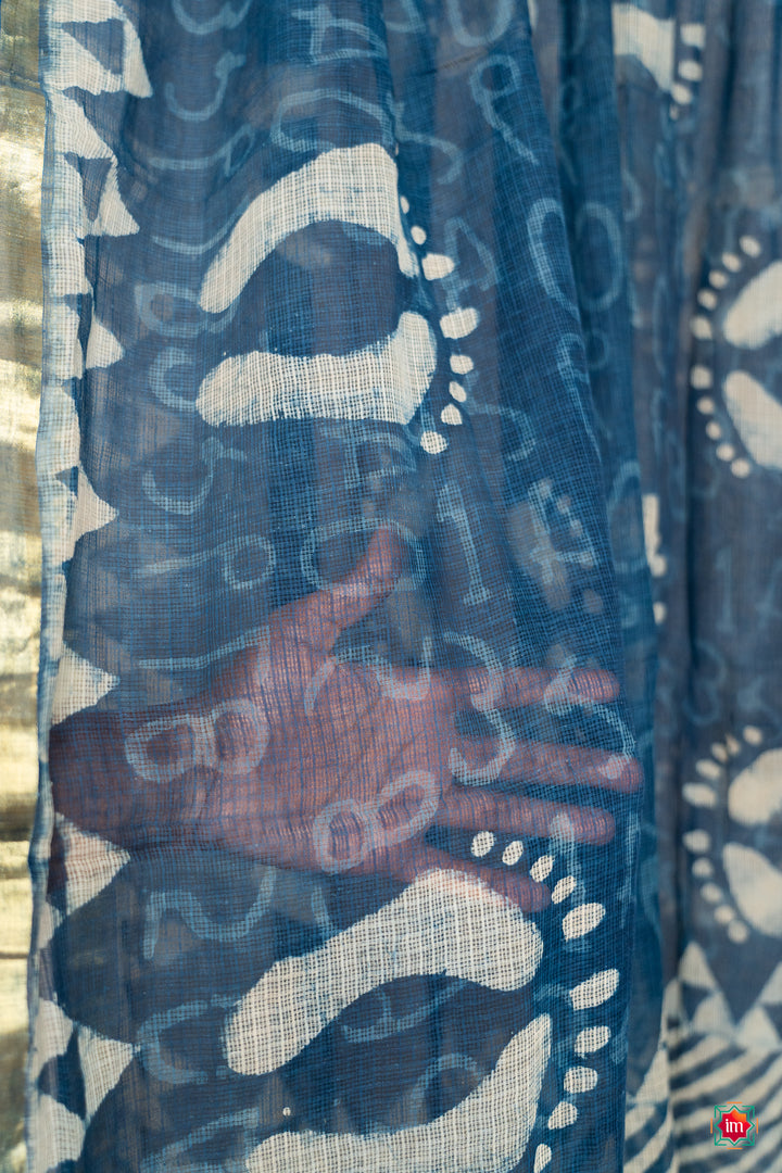 Indigo-Kota-Handblock-printed-Dupatta-Neemrana-2-The-Indian-motif