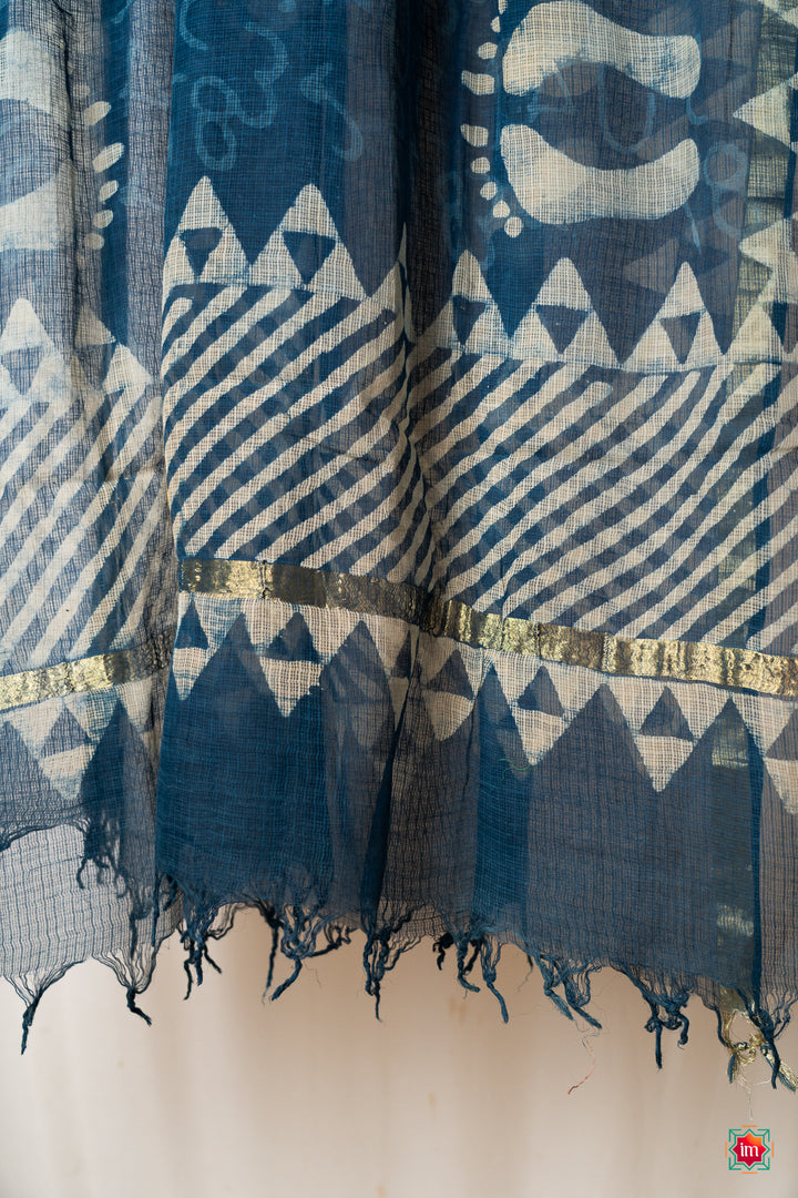 Indigo-Kota-Handblock-printed-Dupatta-Neemrana-3-The-Indian-motif