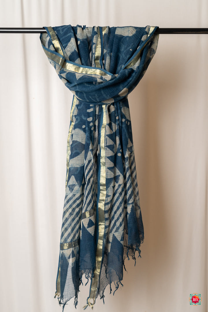 Indigo-Kota-Handblock-printed-Dupatta-Neemrana-5-The-Indian-motif