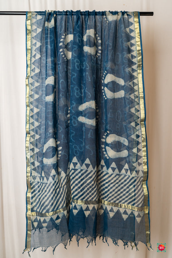 Indigo-Kota-Handblock-printed-Dupatta-Neemrana-The-Indian-motif
