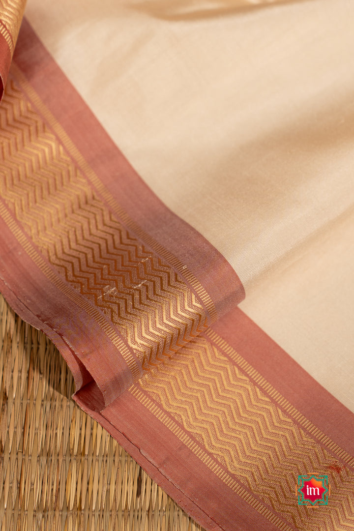 Ivory Onion Pink Pure Silk Kodiyala Saree Hamsadwani-3-The Indian Motif