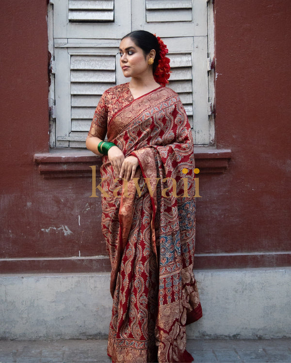 Kavya Ajrakh Saree