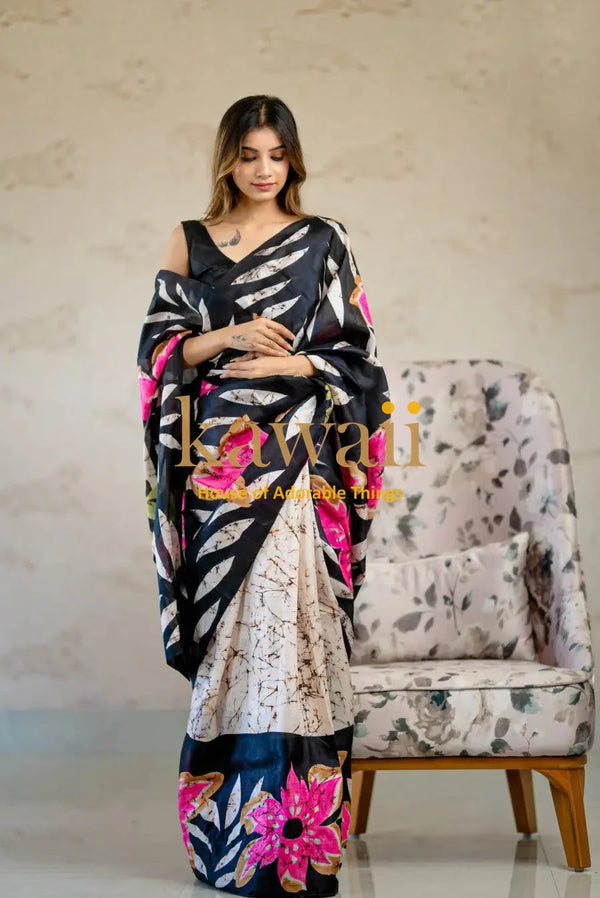 Pushpak Batik Saree