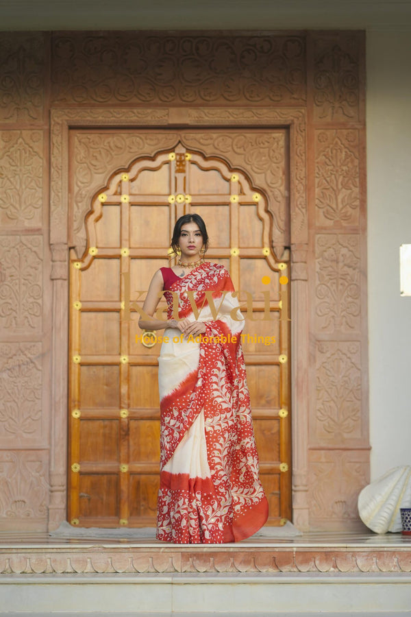 Soundarya-Batik-Artwork-Handpainted-on-Pure-Silk-Saree-The-Indian-Motfi