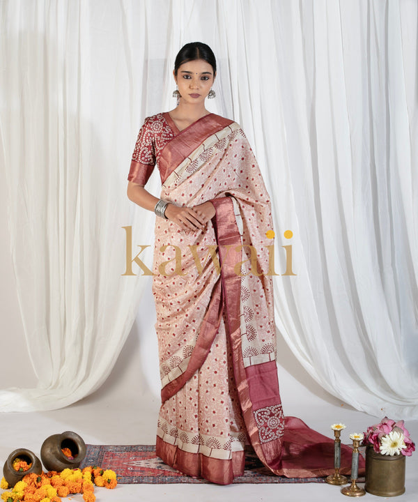 Gulzaar-Tussar-Silk-Block-Print-Saree-The-Indian-Motif