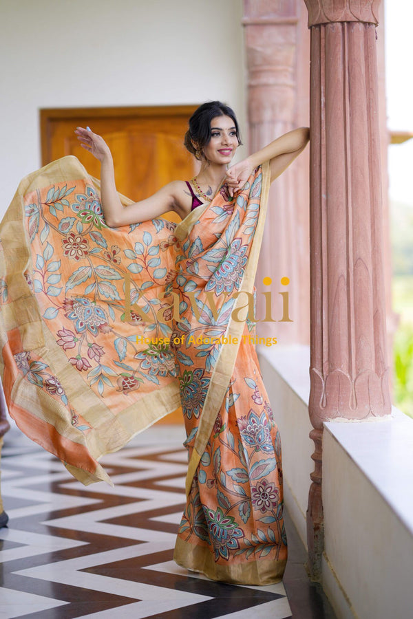 Zaffrani-Kalamkari-Saree-The-Indian-motif