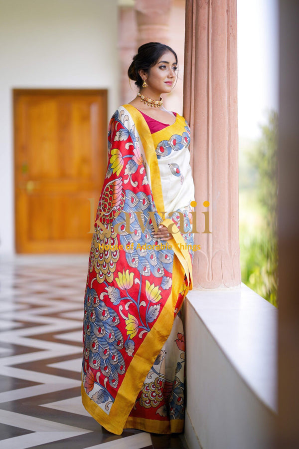 Mahishi-Handcrafted-Kalamkari-Saree-The-Indian-Motif