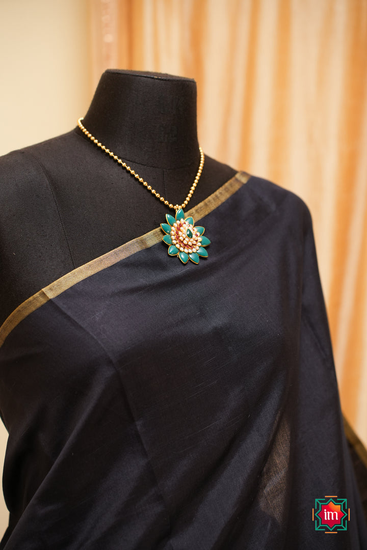 Black-Tussar-Handloom-Silk-Saree-1-The-Indian-Motif