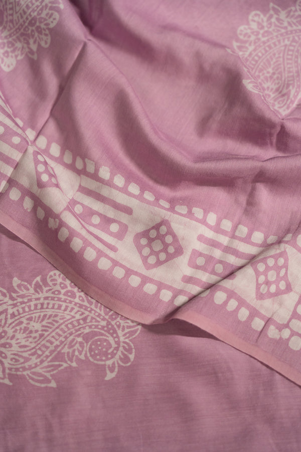 Lavender Batik Viscose Cotton Saree Summer Breeze-The Indian Motif