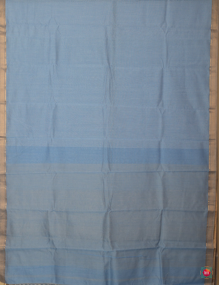 Light Blue Handwoven Maheshwari Silk Cotton Saree Aman-2-The Indian Motif