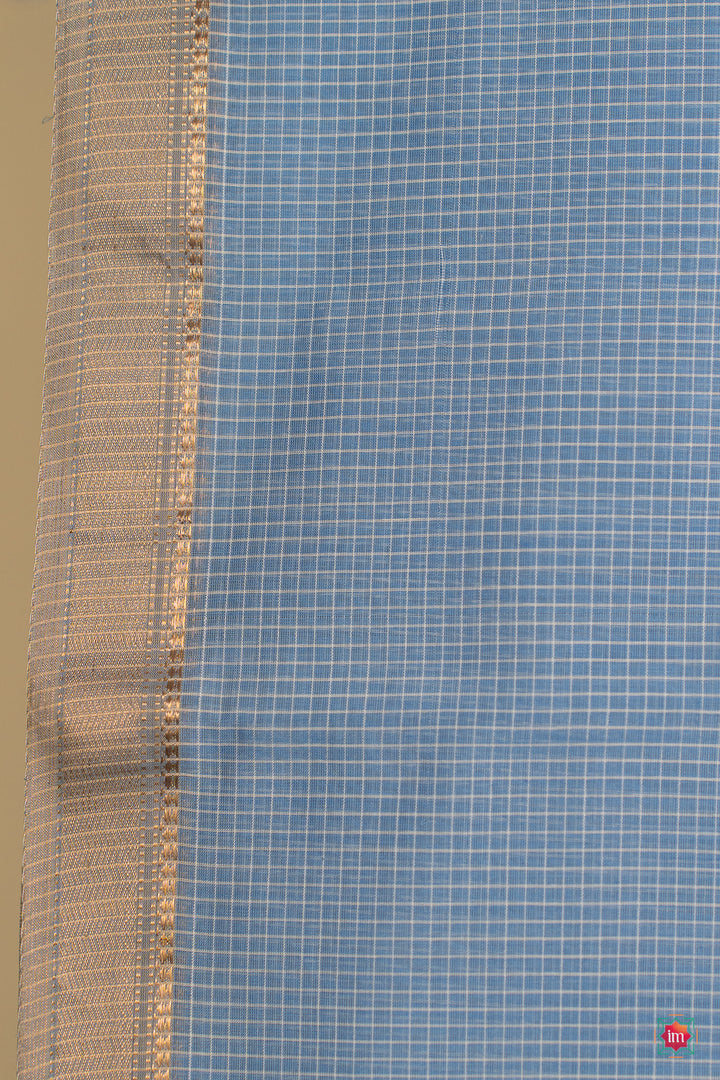 Light Blue Handwoven Maheshwari Silk Cotton Saree Aman-3-The Indian Motif